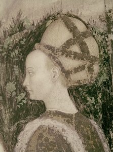 San Giorgio e la principessa di Trebisonda, dettaglio della testa della principessa, c.1433-38 da Antonio Pisanello